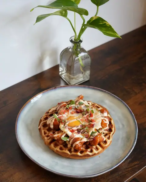 Karaage and waffle